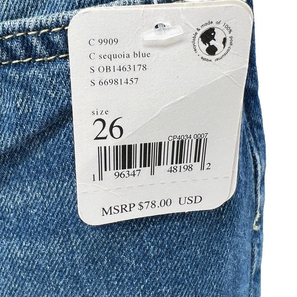 Free People Maggie NEW Mid Rise Straight Distressed Hem Denim Straight Jeans 26 - Picture 8 of 11